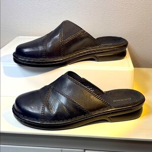 Croft & Barrow Sally Navy Leather Mules